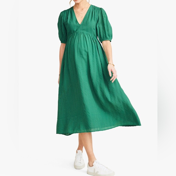 Hatch Melanie Maternity Dress size 2, jade polka dot - Picture 3 of 8